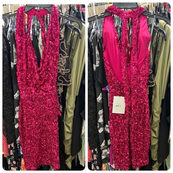 Nookie Smoke Show Mini Bodycon Sequined Dress in Pink - Picture 3 of 9